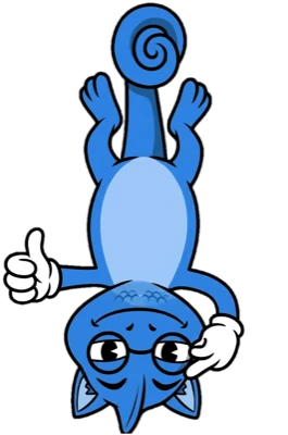 Blue chameleon mascot