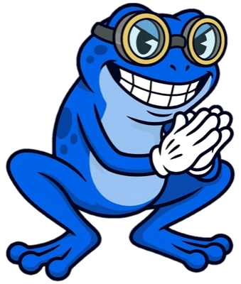 Blue frog mascot