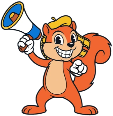 Orange squirrel mascot